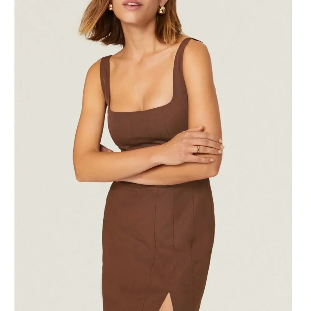 Staud Portrait Gown Sz0 Brown - Picture 2 of 5